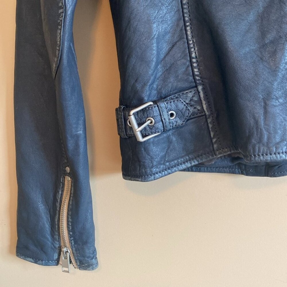 SOLD Mauritius Lamb Leather Moto Jacket Denim Blue - Picture 11 of 16